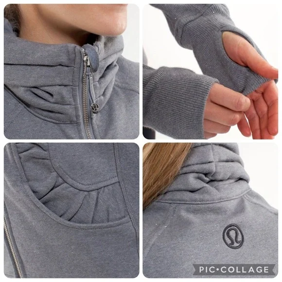 Lululemon Cuddle Up Jacket Heathered Blurred Grey Sparkle - Full Zip High Collar - Picture 2 of 16